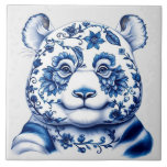 Porcelain Panda Kakelplatta<br><div class="desc">Porcelain Panda is a whimsical blend of wildlife and fine ceramic artistry. This striking design features a serene panda adorned with delicate blue floral patterns reminiscent of traditional Delft or Chinese porcelain. With soft gradients and graceful blossoms flowing across the panda’s face and fur, this tile offers an enchanting fusion...</div>