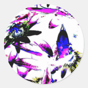 Porcelain Passiflora Flower - Stickers Runt Klistermärke