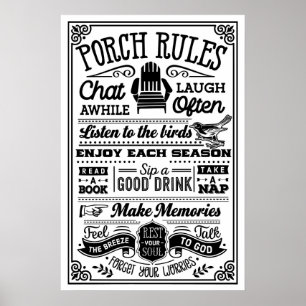 Porch Etiquette: The Unskriftlig Regler of Relaxat Poster