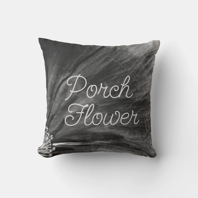 Porch Flower / Black and White / Kudde (Framsida)