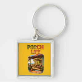 Porch life jamaica fyrkantig silverfärgad nyckelring