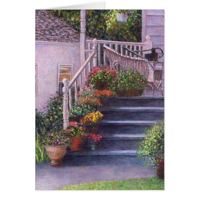 Porch med vattenbehållare hälsningskort (Framsidan)