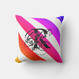 Porch Vibrant Summer Färg Monogram Modern Modern Kudde