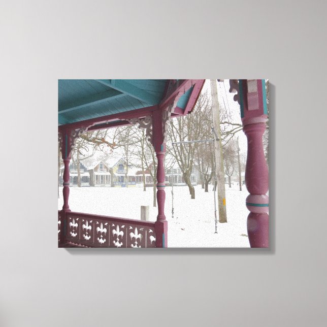 Porch View on a Snowy Day - Martha's Vineyard Canvastryck (Framsida)