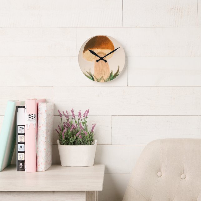 Porcini Mushroom Rund Klocka (Läsesal)