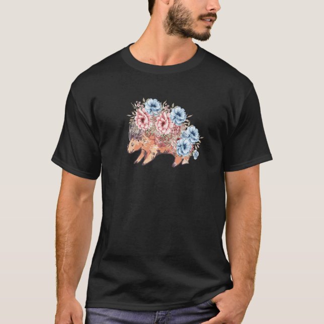 Porcupin med blommiga killer Rodent Porcupin T Shirt (Framsida)