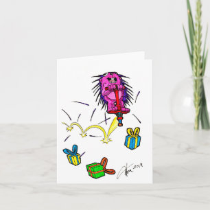 Porcupin på ett Pogo Stick-födelsedagskort Kort