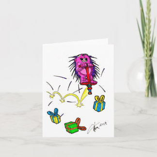 Porcupin på ett Pogo Stick-födelsedagskort Kort