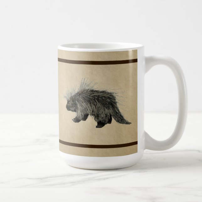 Porcupin på gammal Papper Kaffemugg (Höger)
