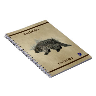 Porcupin på gammal Papprare Anteckningsbok Med Spiral