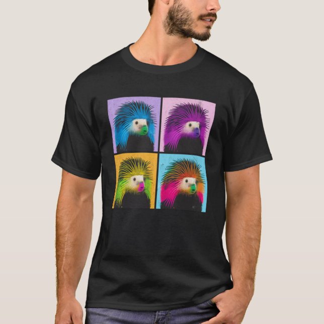 Porcupin Pop Illustration Färgbildande djur Kvinno T Shirt (Framsida)