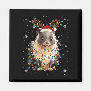 Porcupine Animal Santa Hat Ugly Julgran Lig Magnet
