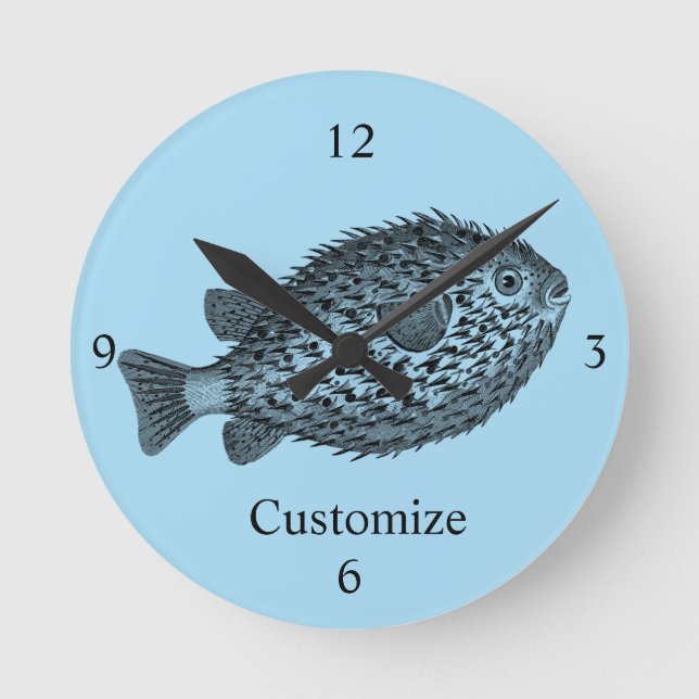 Porcupine blowfish Thunder_Cove   Rund Klocka (Framsida)