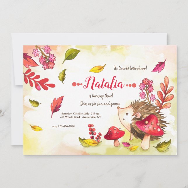 Porcupine Cutie Födelsedagsfest Inbjudningar (Framsida)