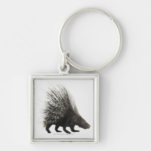 Porcupine Fyrkantig Silverfärgad Nyckelring