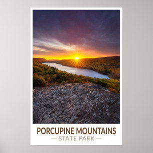 Porcupine Mountains State Park Michigan Akvarell Poster