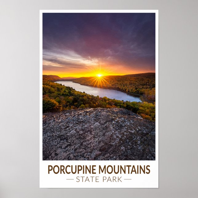 Porcupine Mountains State Park Michigan Akvarell Poster (Framsidan)
