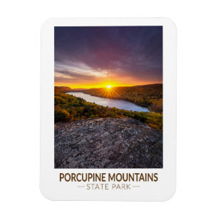 Porcupine Mountains State Park Michigan Watercolor Magnet