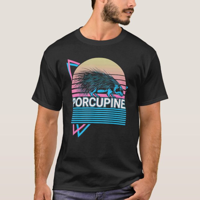 Porcupine Retro T Shirt (Framsida)
