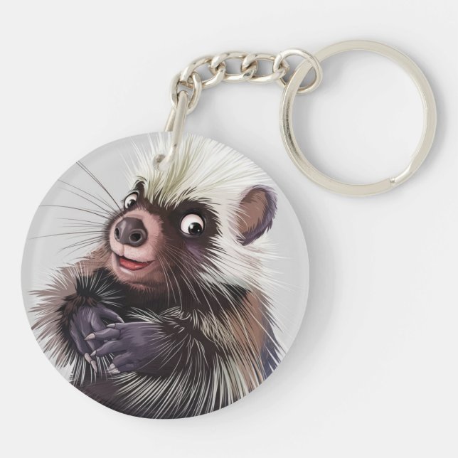 Porcupine Round Acrylic Keychain (Baksidan)