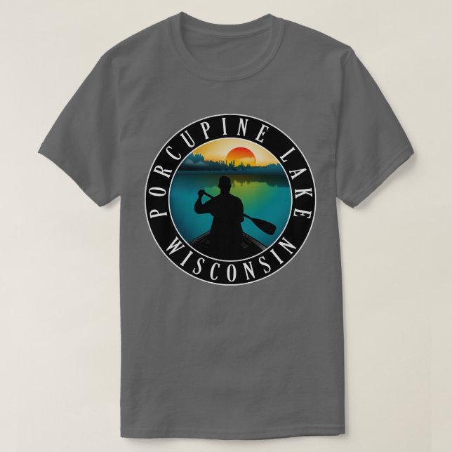 Porcupine Sjö Wisconsin Canoeing T Shirt (Design framsida)