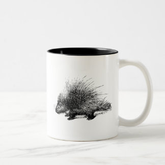 Porcupine vintage illustration Två-Tonad mugg
