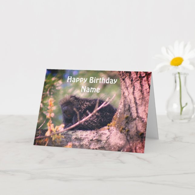 Porcupine Wildlife Personlig Birthday Kort (Liten växt)
