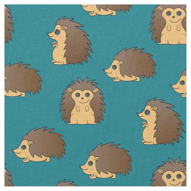Porcupines Cute Hedgehogs Tecknader Tyg (Närbild)