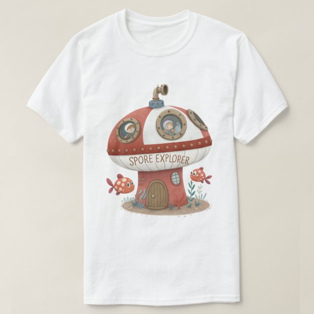 Pore Explorer - Steampunk Toadstool Submarine T-S T Shirt (Design framsida)