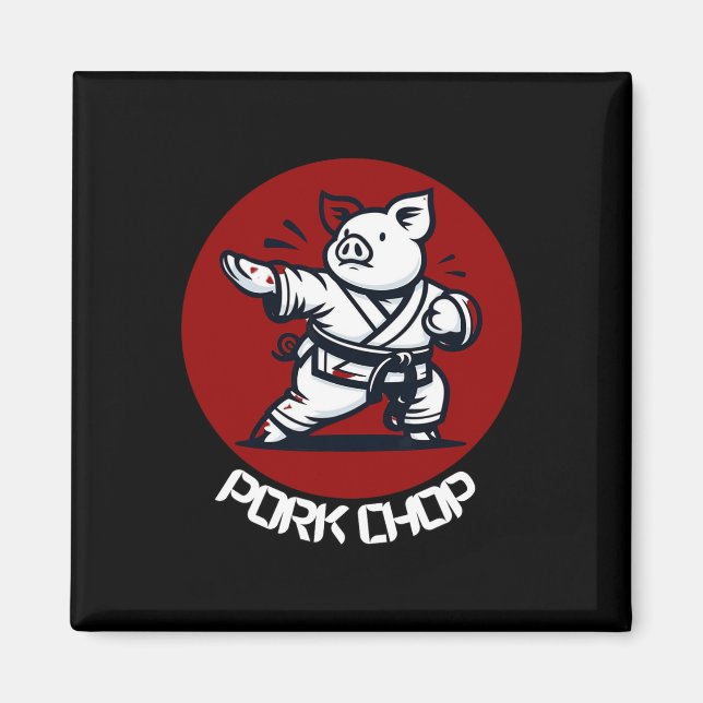 Pork Chop Karate Pig Funny Pun Martial Arts  Magnet (Framsidan)
