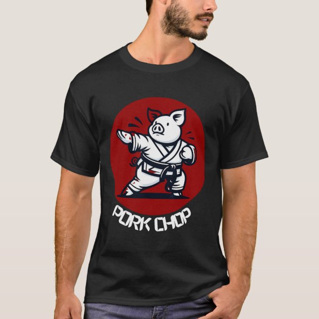 Pork Chop Karate Pig Funny Pun Martial Arts  T Shirt (Framsida)