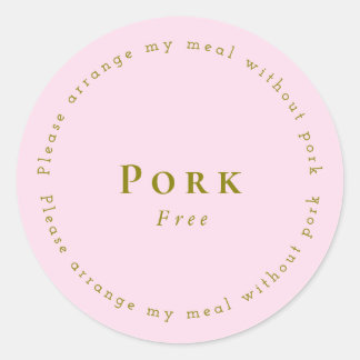 Pork-Free Request Sticker, Light pink Runt Klistermärke
