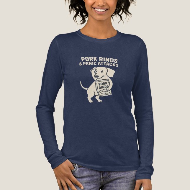 Pork Rinds & Panic Attacks | Anxious Dachshund T Shirt (Framsida)