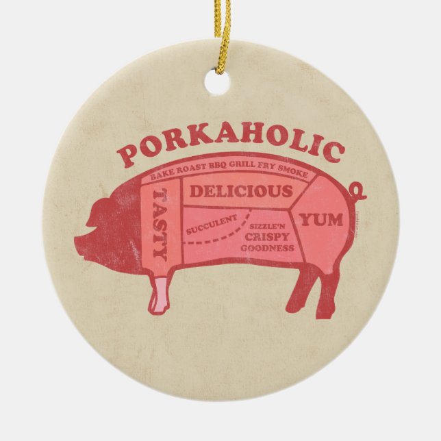 Porkaholic prydnad julgransprydnad keramik (Framsidan)