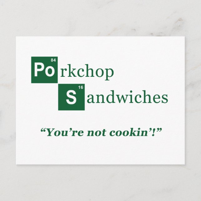 Porkchop Sandwiches Parody Logotyp Vykort (Framsida)