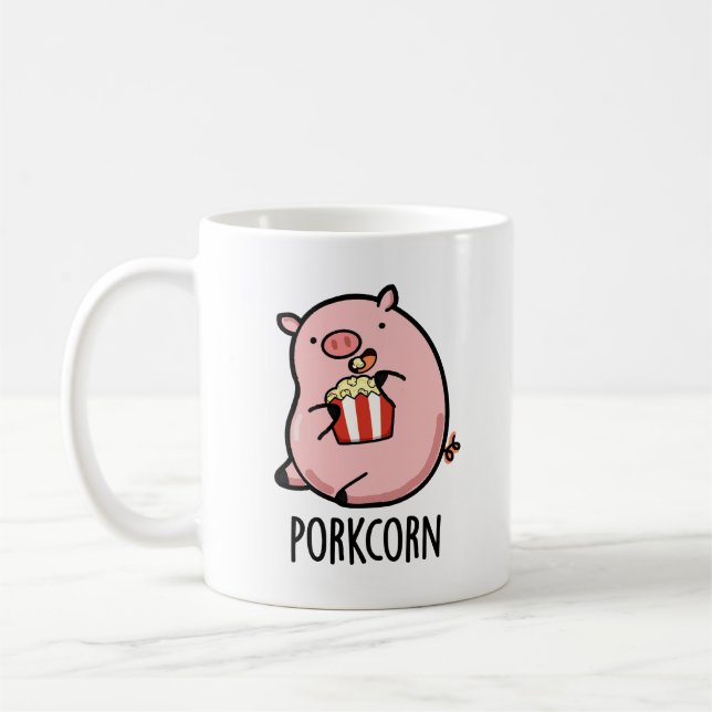 Porkcorn Funny Popcorn Pun Kaffemugg (Vänster)