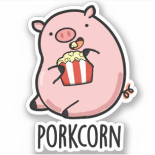 Porkcorn Funny Popcorn Pun Klistermärken