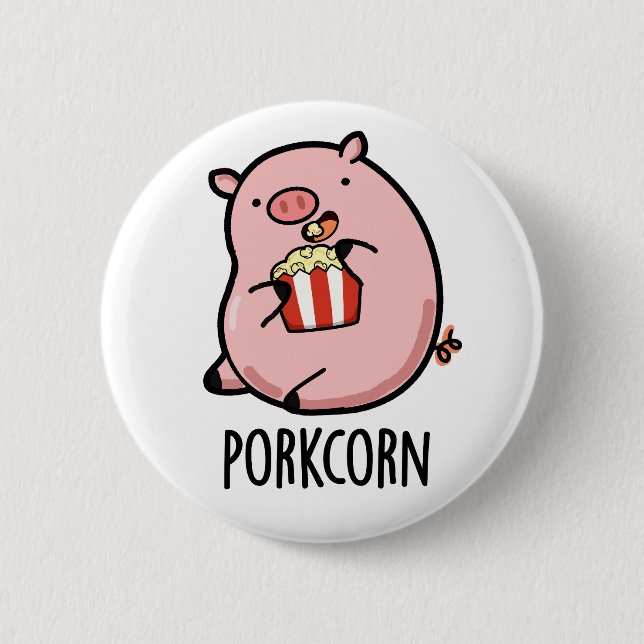 Porkcorn Funny Popcorn Pun Knapp (Framsida)