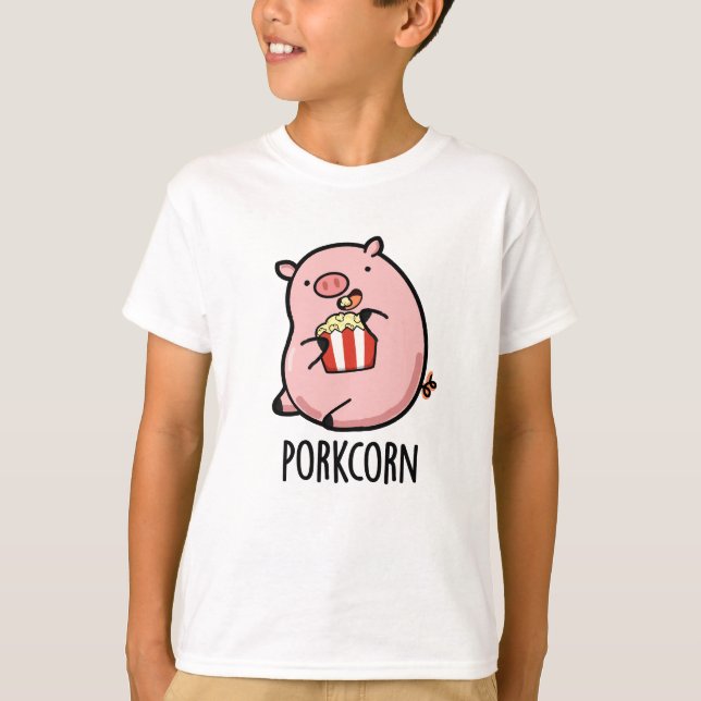 Porkcorn Funny Popcorn Pun T Shirt (Framsida)