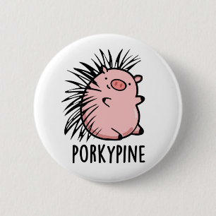Porky-gräs Cute Porcupine Gris Pun Knapp