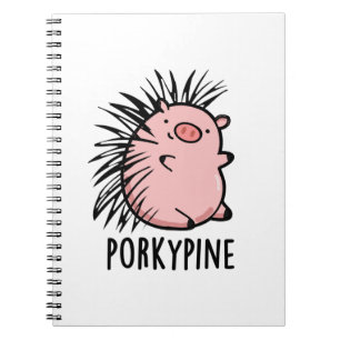 Porky-gräs Funny Porcupine Gris Pun Anteckningsbok