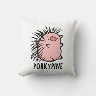 Porky-gräs Funny Porcupine Gris Pun Kudde