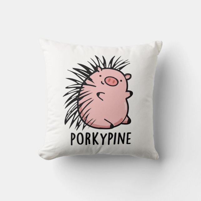 Porky-gräs Funny Porcupine Gris Pun Kudde (Framsida)