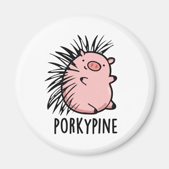 Porky-gräs Funny Porcupine Gris Pun Magnet (Framsidan)