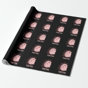 Porky-gräs Funny Porcupine Gris Pun Mörk BG Presentpapper
