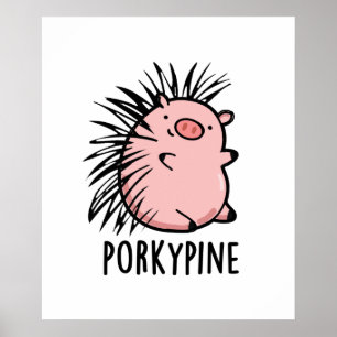 Porky-gräs Funny Porcupine Gris Pun Poster