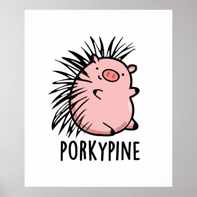 Porky-gräs Funny Porcupine Gris Pun Poster (Framsidan)