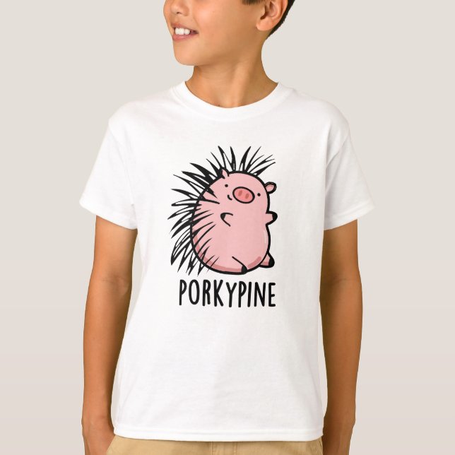 Porky-gräs Funny Porcupine Gris Pun T Shirt (Framsida)
