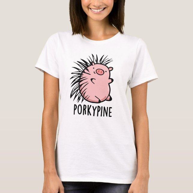 Porky-gräs Funny Porcupine Gris Pun T Shirt (Framsida)