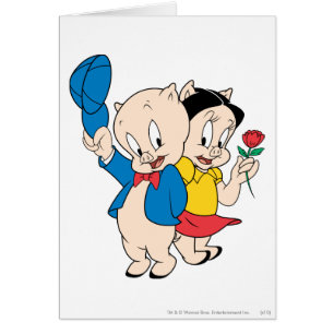 Porky Gris och Petunia Hälsningskort